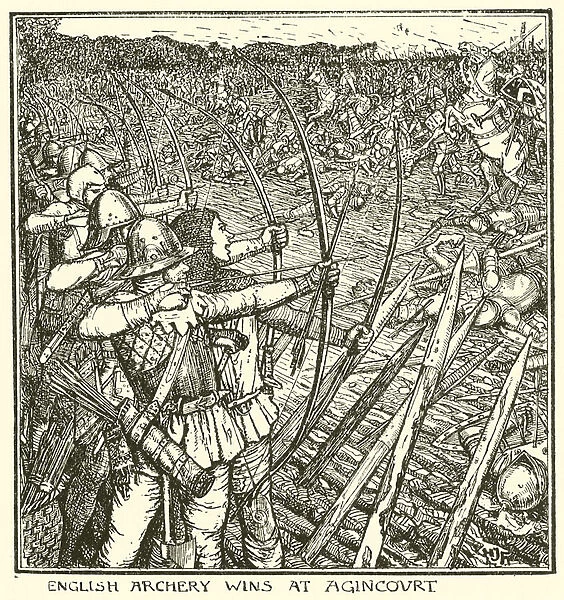 English Archery Wins at Agincourt (engraving)