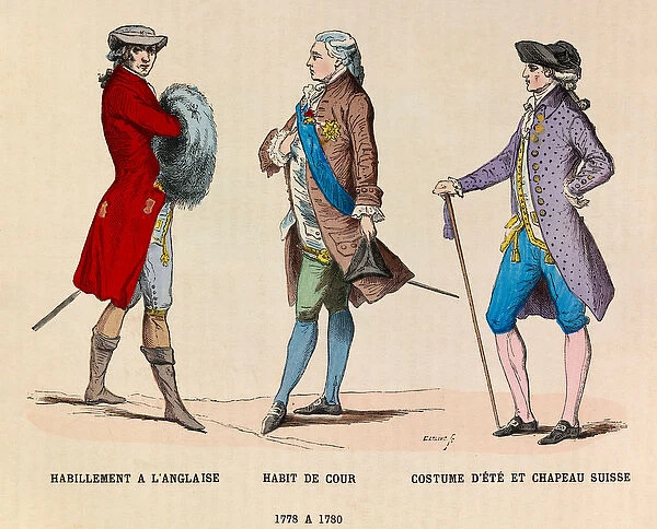 English clothing, a court suit and a Swiss hat from 1778 to 1780 - private collection