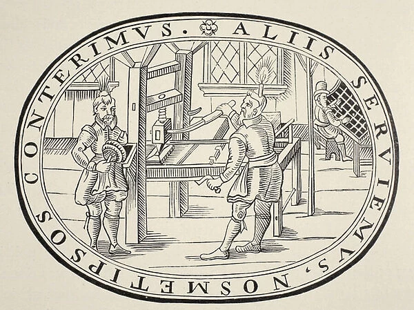 An English Printing Office, 1619 (engraving)