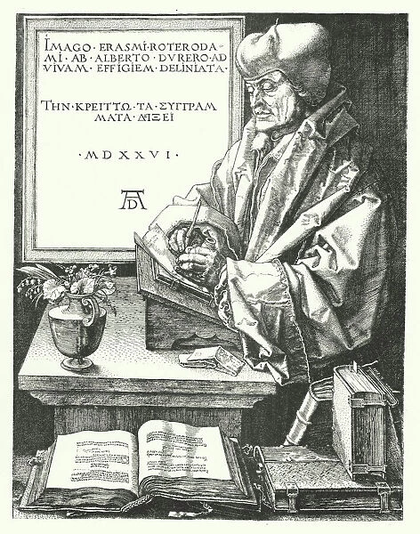 Erasmus of Rotterdam, Dutch Catholic reformer and humanist (engraving)