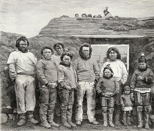 An Eskimo family, from The English Illustrated Magazine, 1891-92 (litho)