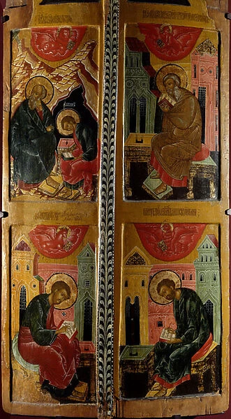 The Four Evangelists Russian icon. Wood painting from 1660. Rouen, Museum of Fine Arts