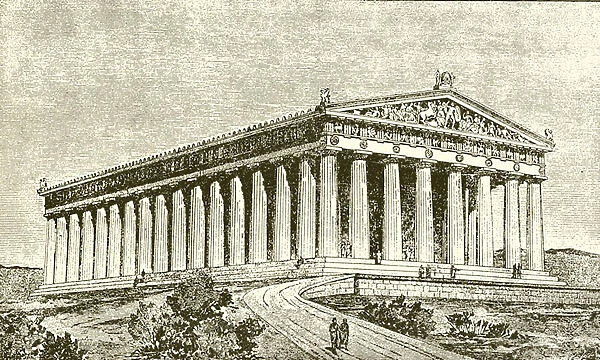 Exterior of the Parthenon at Athens in the Time of its Builders (engraving)