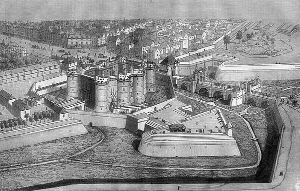 Exterior view of the Bastille in Paris in 1650