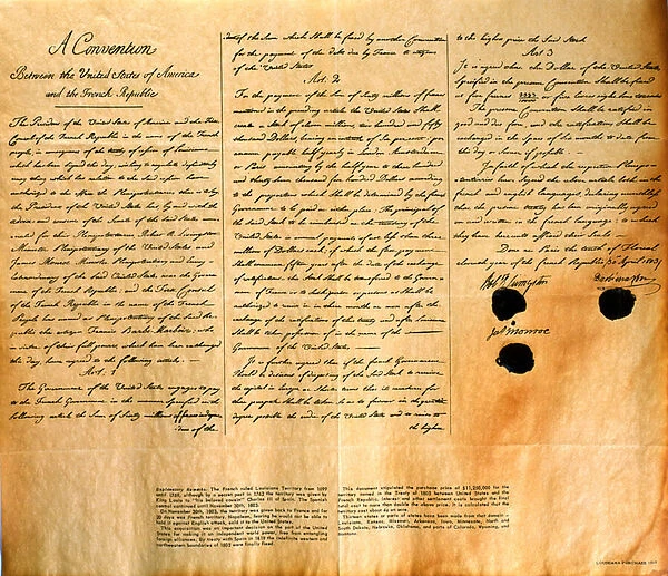 Facsimile of the Convention for the purchase of Louisiana by the United States, April 30