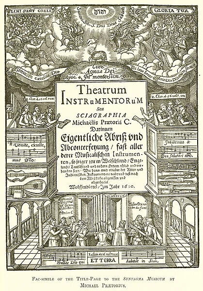 Facsimile of the title-page to the Syntagma Musicum by Michael Praetorius (engraving)