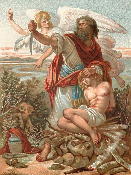 Faithful Abraham ready to sacrifice his son Isaac
