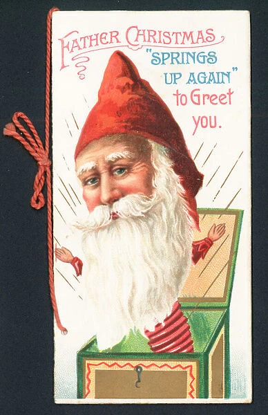 Father Christmas Jack-In-The-Box, Christmas Card (chromolitho)
