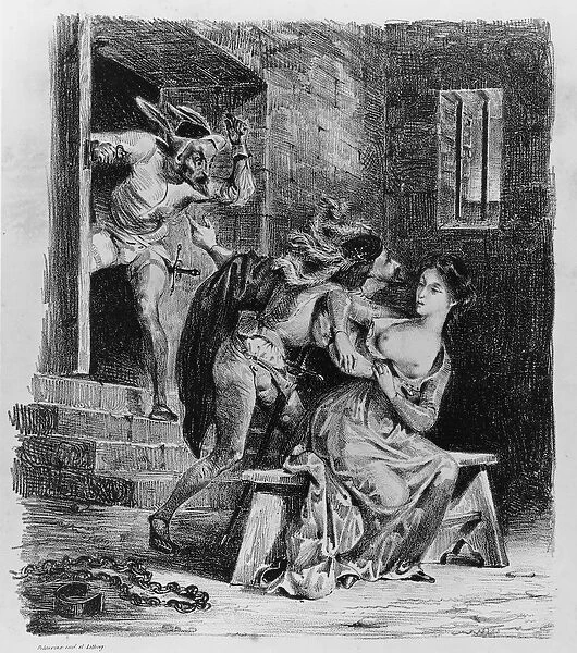 Faust rescues Marguerite from her prison, from Goethes Faust, 1828, (illustration)
