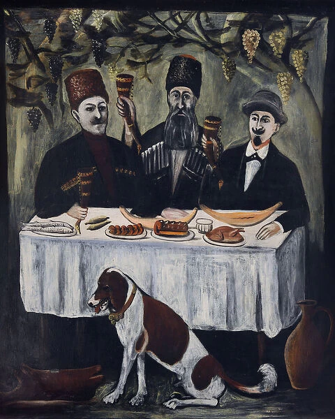 Feast in a vine pergola par Pirosmani, Niko (1862-1918)