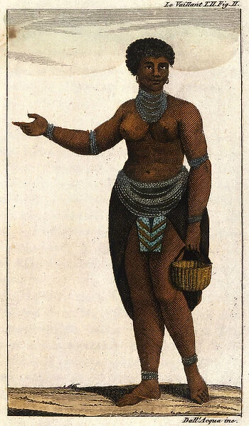 Female Member of the South African tribe of Hottentots, engraving of 1820