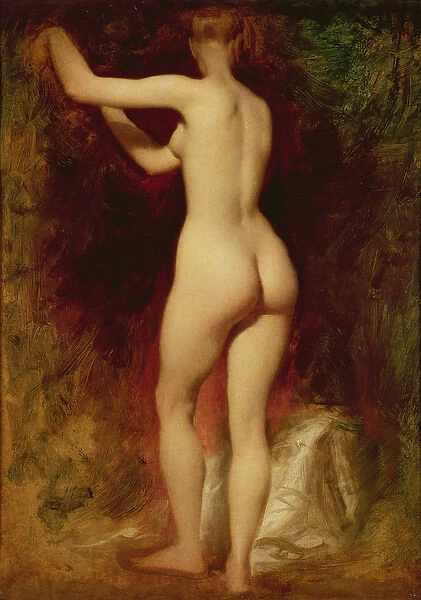 Female Nude from behind (oil on board)
