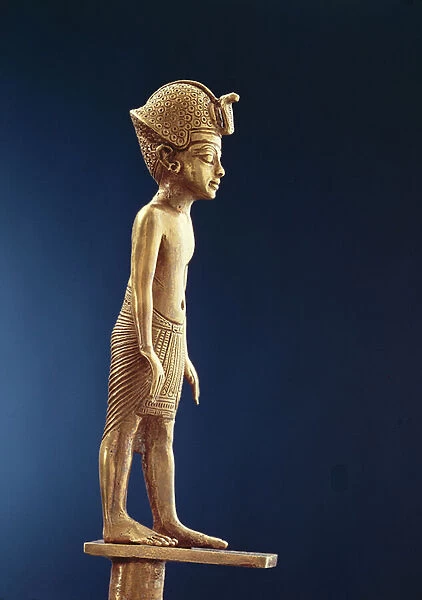 Figure of the king from a staff, from the Tomb of Tutankhamun, New Kingdom (gold)