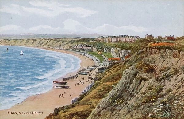 Filey, from the North (colour litho)