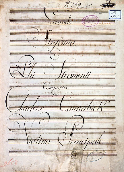 First page of sheet music of the Great Symphony (Op. 8) by Carl August Cannabich