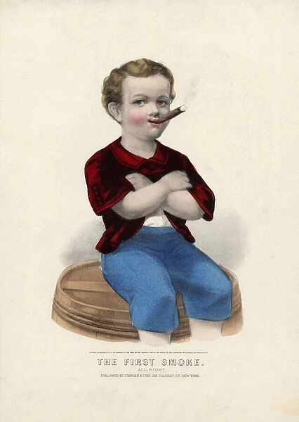 The first smoke: All, right, pub. by Currier & Ives, 1870 (colour litho)