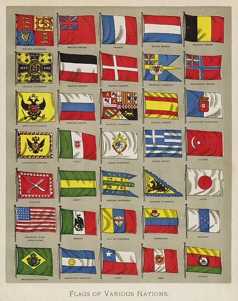 Flags of Various Nations (colour litho)