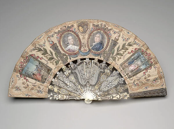 Folding fan with portrait medallions of Marie Antoinette and Louis XVI