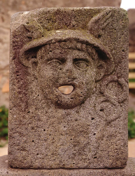 Fountain, Head and Caduceus of Mercury, Pompei, Italy (stone)