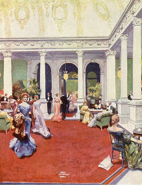 The Foyer, Claridges Hotel, 1904 (colour litho)