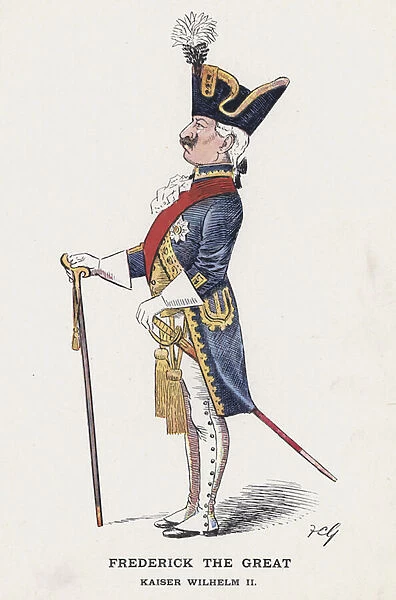 Frederick The Great, Kaiser Wilhelm II (colour litho)
