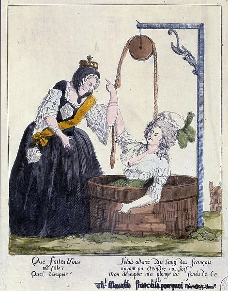 French Revolution: Cartoon against Queen Marie Antoinette (1755-1793