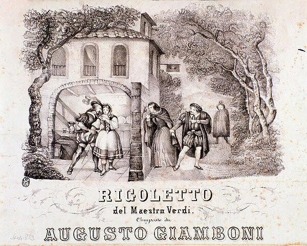Frontispiece of musical score of Rigoletto opera by Giuseppe Verdi, 19th century