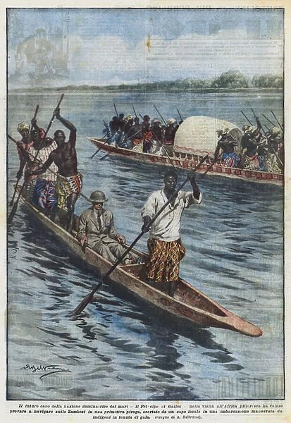 The future head of the sea-dominating nation, the Prince of Wales, on his visit to Africa... (colour litho)
