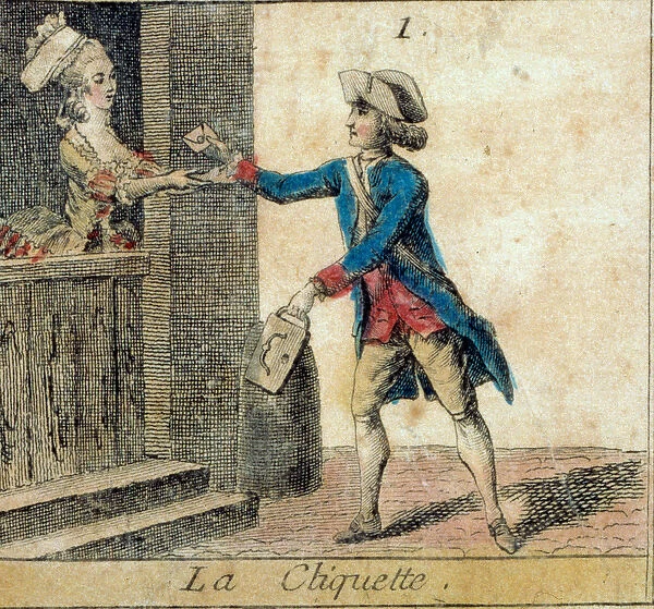 Detail of the game of the Cree goose: the ratchet (factor). Engraving of the 18th century