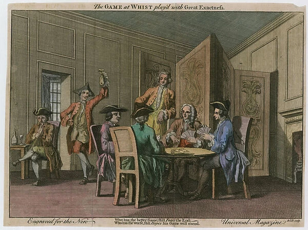 The Game of Whist (coloured engraving)