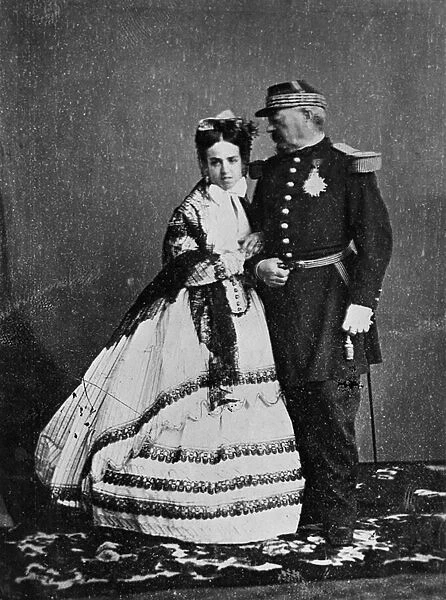 General Achille Bazaine (1811-88) and his wife, Josepha Pena, Summer 1865 (b  /  w photo)