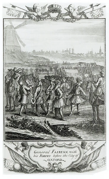 General Fairfax with his forces before the city of Oxford (engraving) (b  /  w photo)