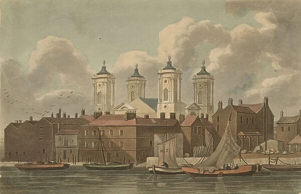 General view of St Johns (coloured engraving)
