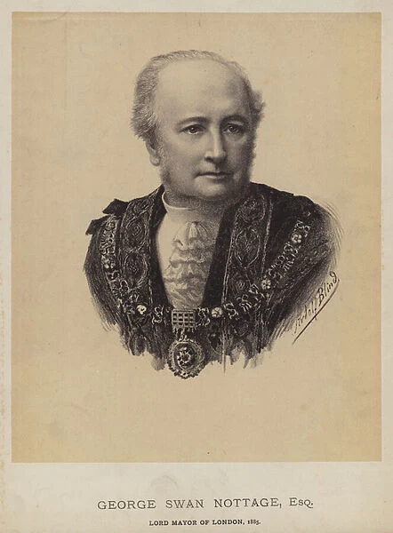 George Swan Nottage, Lord Mayor of London, 1885 (litho)