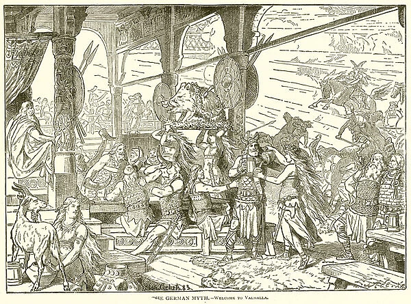 The German Myth. --Welcome to Valhalla (engraving)