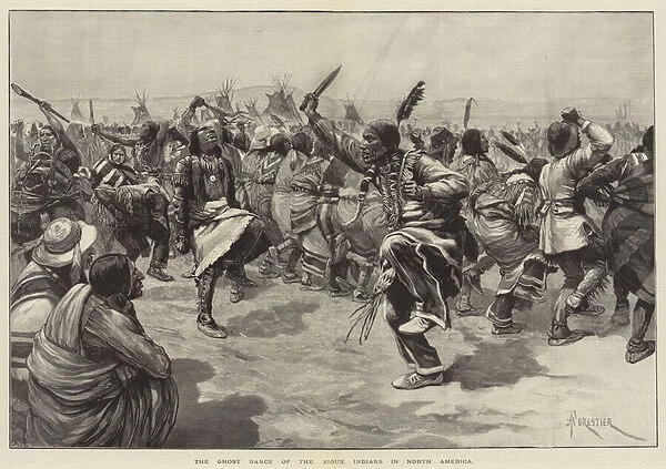The Ghost Dance of the Sioux Indians in North America (engraving)