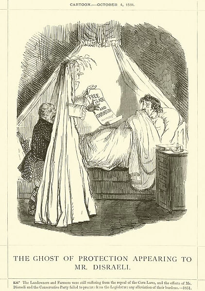 The Ghost of Protection appearing to Mr Disraeli (engraving)