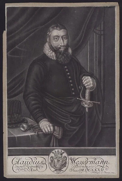 Glado Weyermann, Swiss politician and Schultheiss of Bern (engraving)