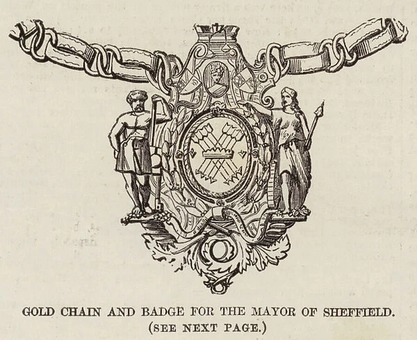Gold Chain and Badge for the Mayor of Sheffield (engraving)