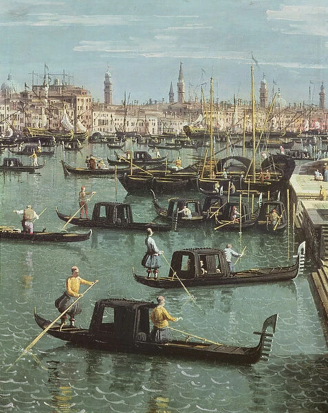 Gondoliers near the Entrance to the Grand Canal and the church of Santa Maria della Salute