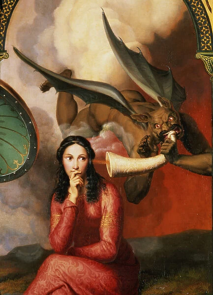 Good and Evil: the Devil Tempting a Young Woman, 1832 (detail of 89709) (oil on canvas)