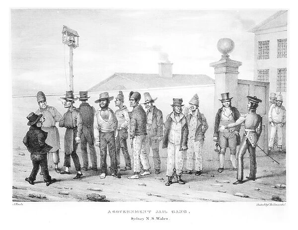 A Government Jail Gang, Sydney, New South Wales, 19th century (engraving) (b  /  w photo)