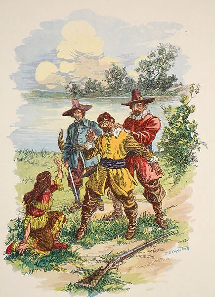 He was grasped by the back of the collar, illustration from Pocahontas