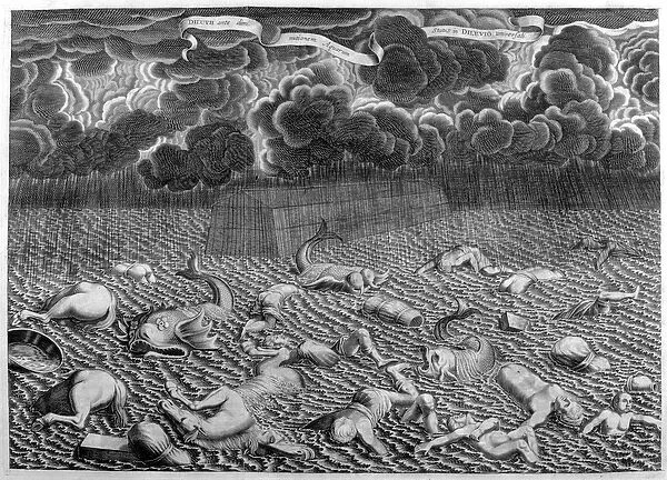 The great flood from Arca Noe, 1675 (engraving)