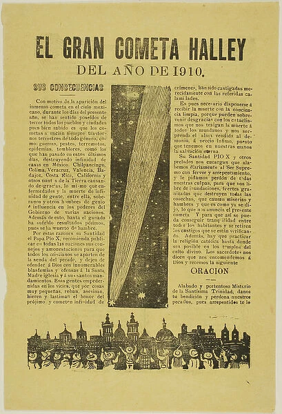 The Great Halleys Comet, 1899, published 1910 (double sided relief engraving on zinc