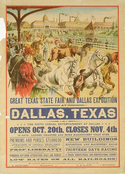 Great Texas State Fair Poster, 1894 (colour litho)