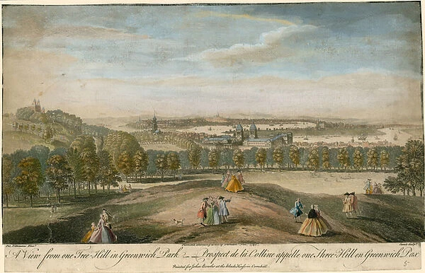 Greenwich Park, London (coloured engraving)