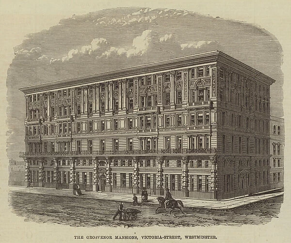 The Grosvenor Mansions, Victoria-Street, Westminster (engraving)
