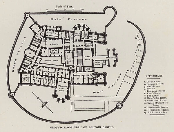 Ground Floor Plan of Belvoir Castle (litho)