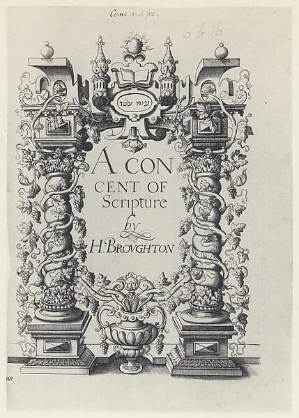 H Broughton, A Concent of Scripture, G Simson and W White 1590 (b  /  w photo)